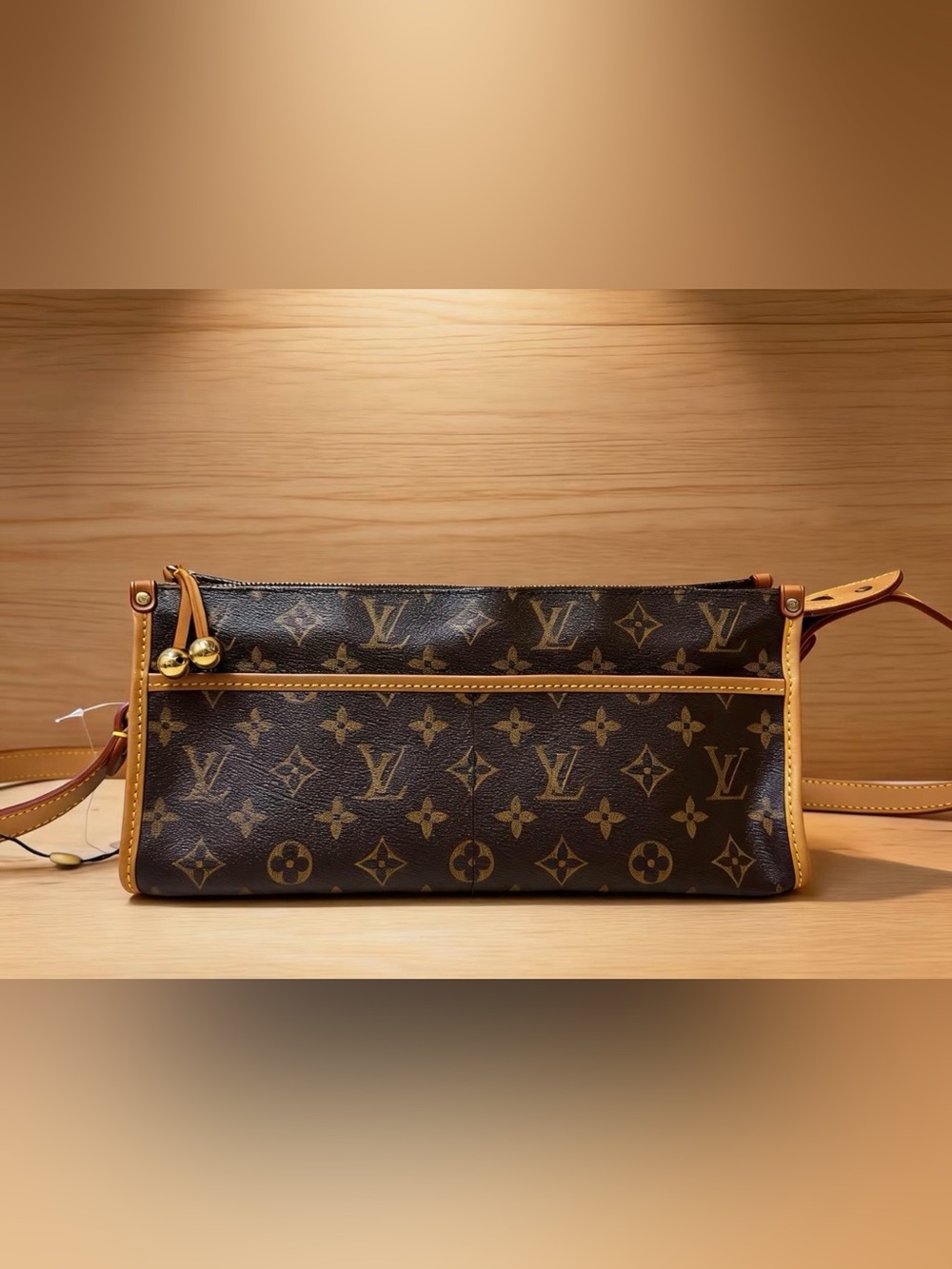 Louis Vuitton Monogram Poppincourt Bag in Brown and Tan Leather Trim